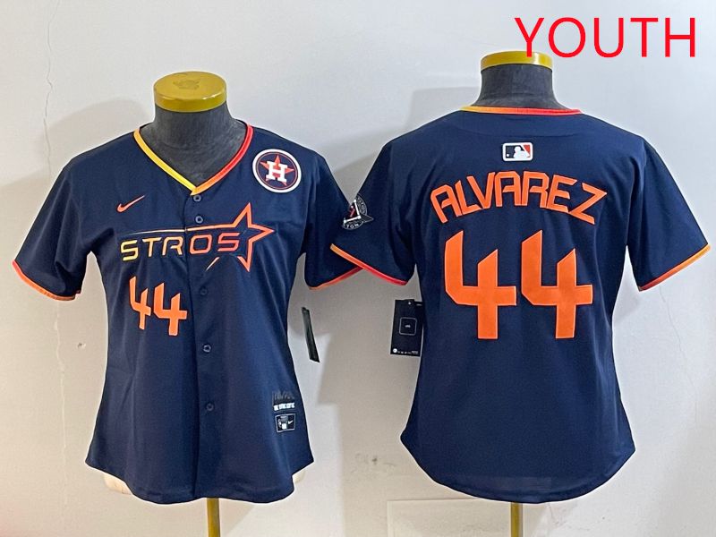 Youth Houston Astros #44 Alvarez Drak Blue Three generations Joint Name 2025 Nike MLB Jersey style 4107->youth mlb jersey->Youth Jersey